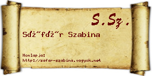Sáfár Szabina névjegykártya